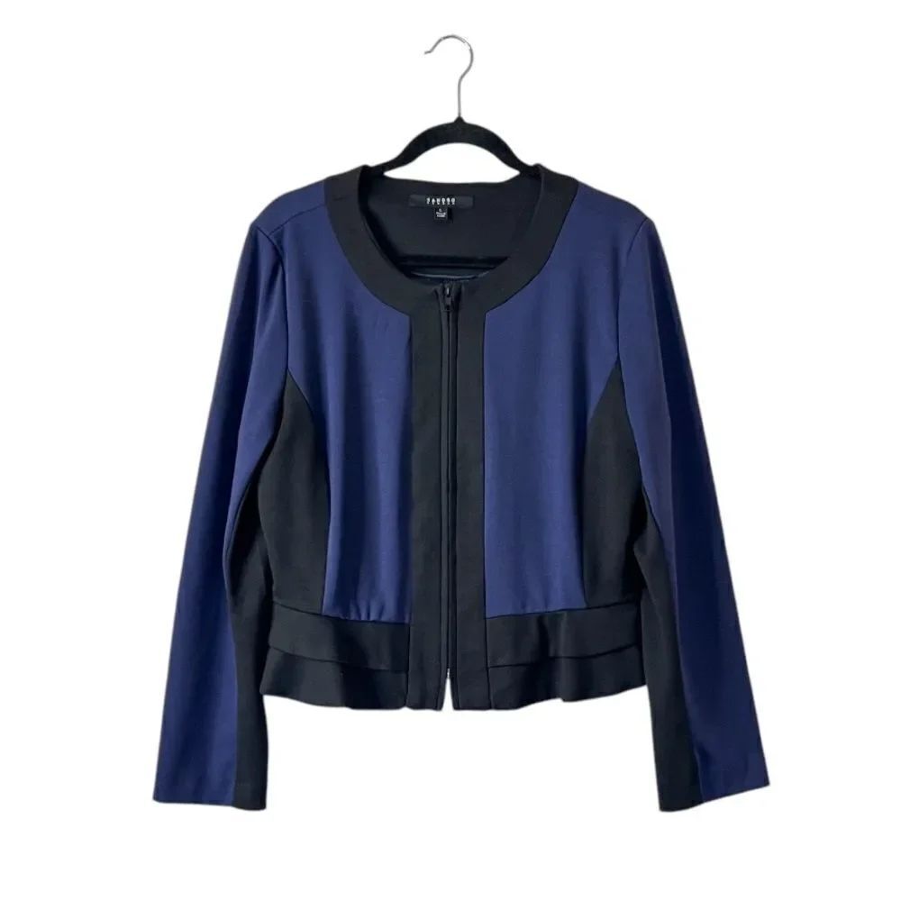 Sandro Studio Colorblock Zip Up Cardigan Blazer Size Large